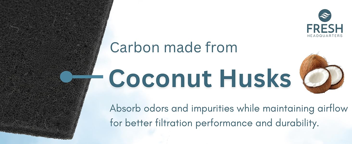 carbon made coconut husks absorb odors impurities maintaining airflow filtration durability