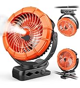 Ausic Portable Misting Clip on Fan, 100ml Camping Stroller Fan with Mist &amp; LED, 5200mAh Outdoor R...