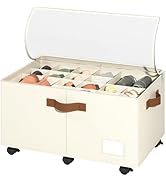 Foyego Shoe Organizer for Closet, Shoe Storage Organizer with Wheels and Adjustable Dividers, Sta...