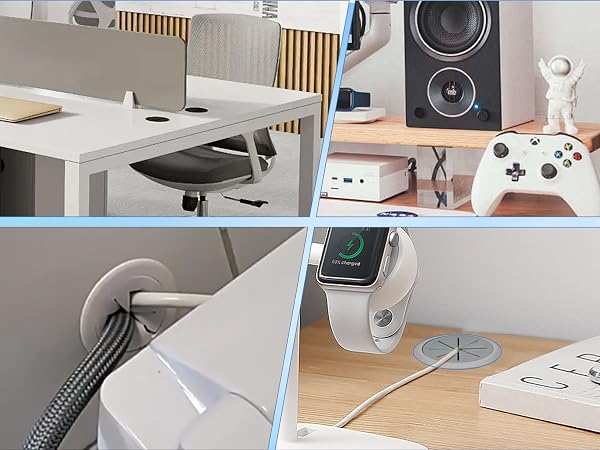 grommet for desk cable cover white computer cord hider
