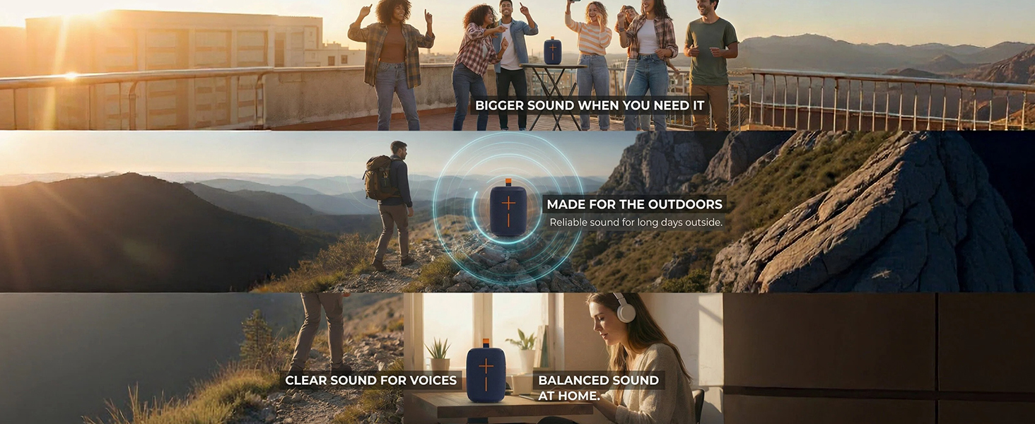 Portable Bluetooth speaker designed for outdoor hiking and travel with loud Camping Companion