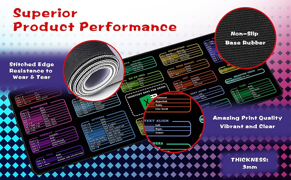 excel cheat sheet desk pad