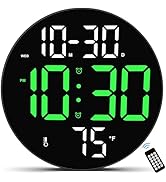 CandyHome Digital Wall Clock Large Display with Remote Control, Plug in LED Digital Alarm Clocks,...
