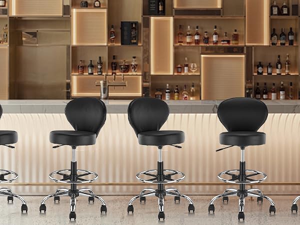 Leather Rolling Swivel Salon Stool Chair
