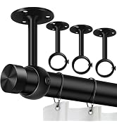 TOKPLNU Curtain Rod Brackets, Ceiling Heavy Duty Holders, Black 4 Pack Hooks Hangers for 1 1/4-In...
