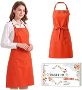 CAKETIME Silicone Aprons for Women with Pockets Cooking Baking Kitchen Waterproof Accessories Che...