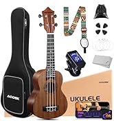 AODSK Soprano Ukulele for Beginners Kit for Kid Adult Student,Sapele Hawaiian Starter Uke Kids Gu...