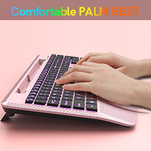 Wireless Keyboard Rechargeable Ergonomic Quiet with Light Up Full-Size Cordless Lighted Keyboard