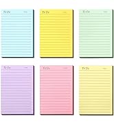 Newplenty 6 Pack to Do List Sticky Notes,4X6 in Lined Sticky Notes,300 Sheets Bright Color Self-S...