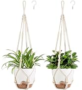Mkono 6.5 Inch Hanging Planters, Macrame Plant Hangers with Self Watering Plant Pots Indoor Set o...