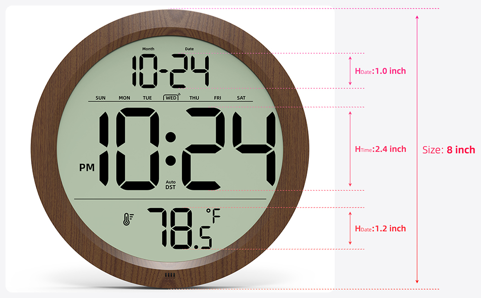 8 INCH WALL CLOCK WITH LARGE NUMBER