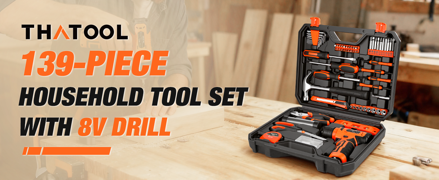 139 PCS Tool Set with 8v Drill