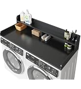 BigPonPon 2-Tier Washer and Dryer Countertop with 2.75" H Guard,58" W x 28" D Laundry Countertop ...