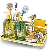 Cisily Gold Kitchen Sink Caddy Organizer, Sponge Holder for Kitchen Sink Rustproof 304 Stainless ...