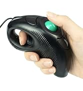 YUMQUA Finger Mouse, Handheld Trackball Mouse USB Wired Hand Held Thumb Ring Mice with Roller for...