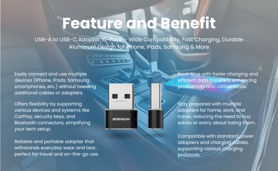 USB to USB-C adapter, USB-A to USB-C converter, iPhone 15 16 adapter, laptop charger,USB-C connector