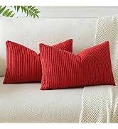 OTOSTAR Boho Decorative Throw Pillow Covers 16 x 24 Inch Soft Corduroy Solid Striped Pillow Cover...