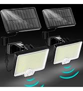 AUDERWIN 294 LED Solar Motion Sensor Outdoor Lights 7500K, 2600Lm Solar Flood Lights, IP67 Waterp...