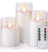 NICEME Acrylic Flameless Candles, Flickering Flameless Candles with Remote Control Timer Decorati...
