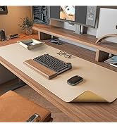 DAWNTREES Dual Sided Desk Mat,Leather Desk Pad,Cork Desk Mat Protector,with PU Leather Valet Tray...