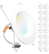 Sunco 16 Pack LED Recessed Lighting 6 Inch, Selectable 2700K/3000K/3500K/4000K/5000K, Dimmable Ca...