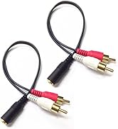 CERRXIAN 0.2m Gold 3.5mm Female Stereo Jack to 2 RCA Plug AUX Auxiliary Headphone Adapter Audio Y...