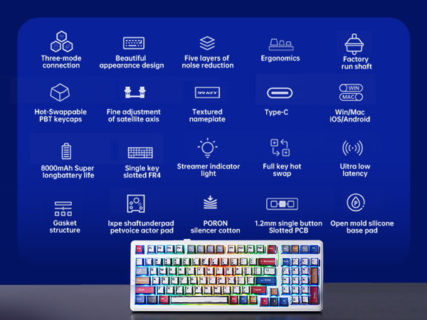 Aula F99 Mechanical Keyboard Gaming Bluetooth Hot Swappable Custom Creamy Keyboard