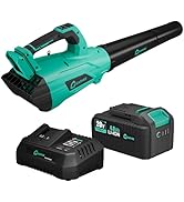 Garvee Brushless Leaf Blower Cordless- 20V Electric Leaf Blower &amp; 2 Speed Mode, 1 * 4.0Ah Battery...