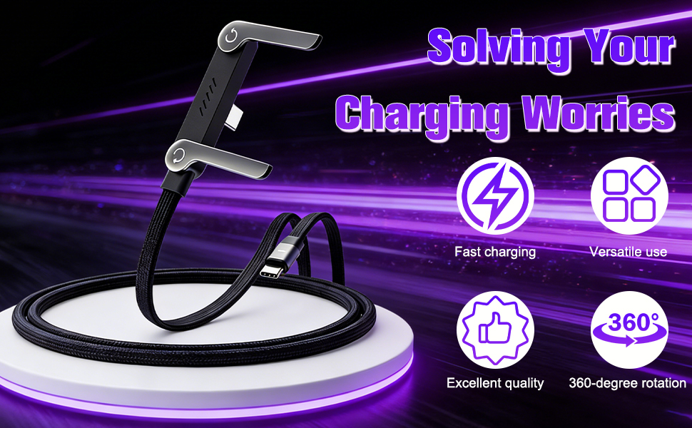Sideways Phone Charger, 2 in 1 Invisible Holder Charger Cable