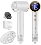 Dual Voltage Travel Hair Dryer with Diffuser, High-Speed Ionic Blow Dryer for Women, Fast Drying,...