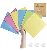 Homaxy Swedish Dishcloths for Kitchen, 6 Pack Reusable Paper Towels with Clips, Absorbent Cellulo...