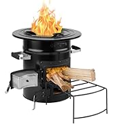 Skyflame Wood Burning Rocket Stove, Portable Camping Stove for Outdoor Cooking, Backpacking, RV a...