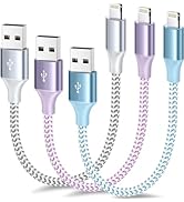 [Apple MFi Certified] Short iPhone Charger 1ft 3Pack,USB A to Lightning Cord Nylon Braided 12 Inc...