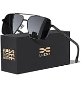 LUENX Polarized Square Aviator Sunglasses for Men,Trendy Retro Oversized Rectangular Frame UV400 ...