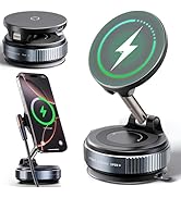 RUNNINGMT Wireless Charger Car Phone Holder for Magsafe,360°Adjustable Suction Cup Phone Mount fo...