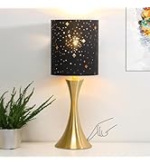Touch Lamp for Bedroom, 3 Way Dimmable Gold Table Lamp with Black Starry Shade, Decorative Nights...