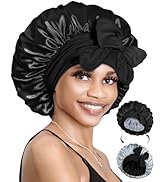 BONNET QUEEN Silk Bonnet for Sleeping Satin Bonnet with Tie Hair Wrap Double Layer Sleep Cap for ...