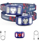 Upgraded Headlamp Rechargeable, Ultra Bright Headlight Flashlight with White Red Light, Motion Se...