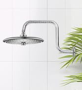 OFFO Shower Head Extension Arm 13 Inch, S Shaped High Rise Extender with Flange Shower Head Pipe ...