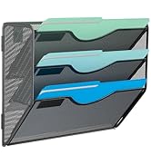 Gawerk 3 Tier Hanging Wall File Organizer, Mesh Mail Paper Organization Hanging File Folder Holde...