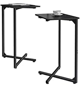 NEFROM C-Shaped End Tables, TV Trays Set of 2, Small Side Table for Couch, Sofa Table for Living ...