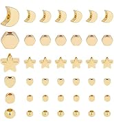 PH PandaHall 120pcs Spacer Beads, 6 Styles Golden Metal Beads Star Heart Spacers Flat Round Beads...