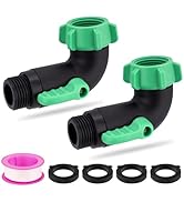 2-Pack 90 Degree Hose Elbow with Shut-Off Valve, 3/4" GHT Water Hose Elbow for RV, Heavy-Duty Pla...