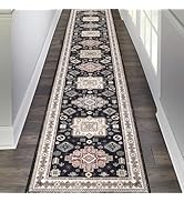 Pauwer Runner Rug 2x10 Non-Slip Washable Low-Pile Accent Rug, Vintage Distressed Throw Carpet, Ha...