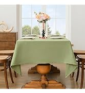 Wracra Linen Style Tablecloth 55 Inch Square Table Cloth Indoor Outdoor Wrinkle Free Washable Fab...