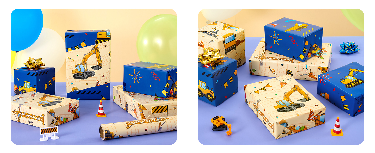 WERNNSAI Construction Wrapping Paper Roll
