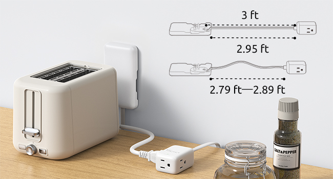 3ft short extension cord