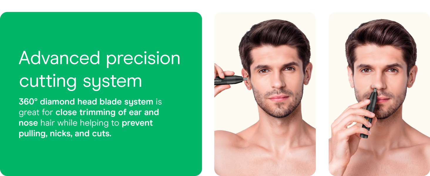 Conair nose ear hair trimmer mensman battery pouch 3 bevel design technology 360