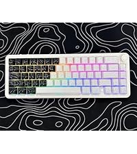 dagaladoo Double Shot PBT keycaps for Mechanical Keyboard,Black/White Topographic Key Board keycaps,...