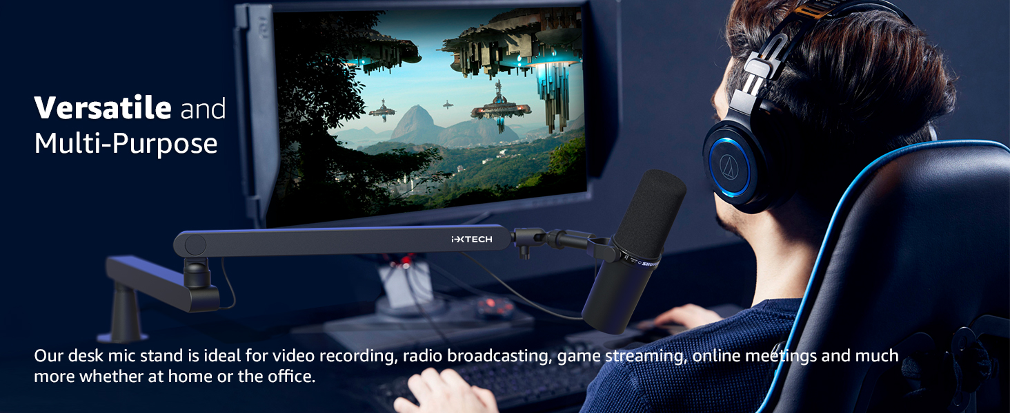 low profile mic boom arm microphone stand mount desk mount desktop blue yeti elgato stands computer